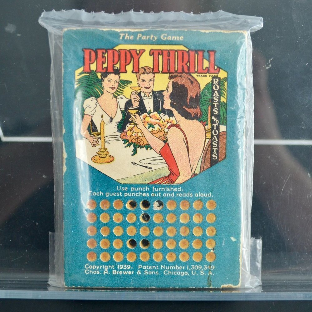 1939 Chas A. Brewer & Sons Punch Board Game Peppy Thrill Vintage Gambling